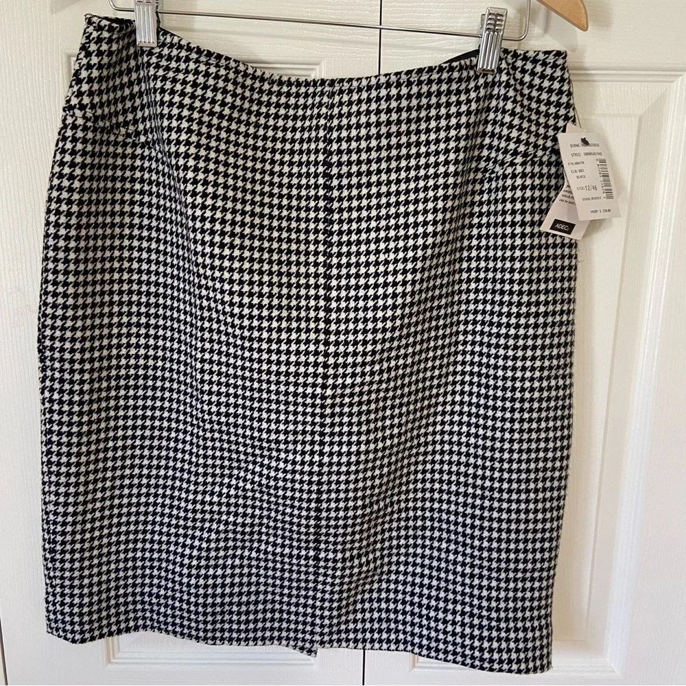 NWT Houndstooth Wool Blend Black and White Skirt Size 12 - Picture 2 of 10
